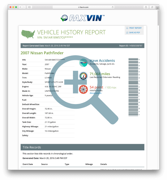 Carfax report free with vin number
